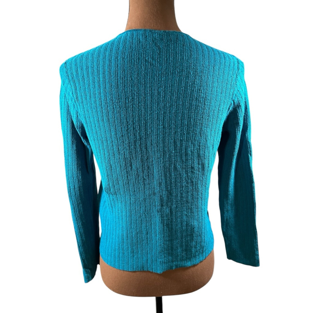 Eileen Fisher Petite Long Sleeve Tee SP Teal - Picture 4 of 8